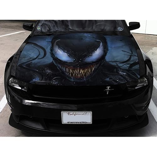 Stikka Vinyl Car Hood Wrap Full Color Graphics Decal Venom Grin Eddie Brock Sticker 59"x69" (150cm x 175cm)