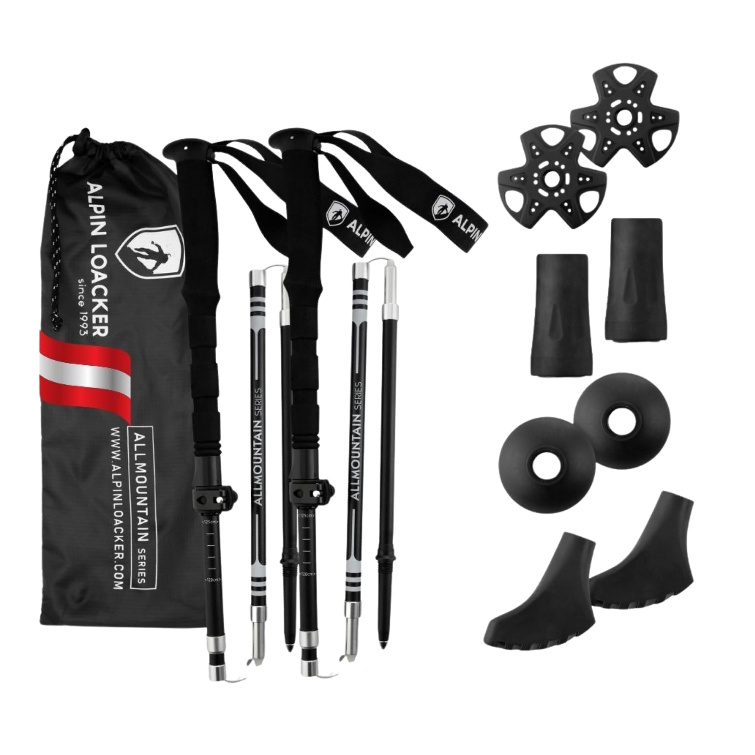 ALPIN LOACKER Wanderstöcke faltbar Carbon oder Aluminium mit Korkgriff I Nordic Walking Stöcke Damen & Herren I Leichte Faltbare Trekkingstöcke Teleskop für Bergsport, Eva Alu lang