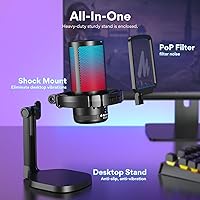 Vista 8 de MAONO USB Gaming Microphone for PC, Noise Cancellation Condenser Mic with RGB Lights, Mute, Gain for Streaming, Recording, Podcast, Chat, Twitch