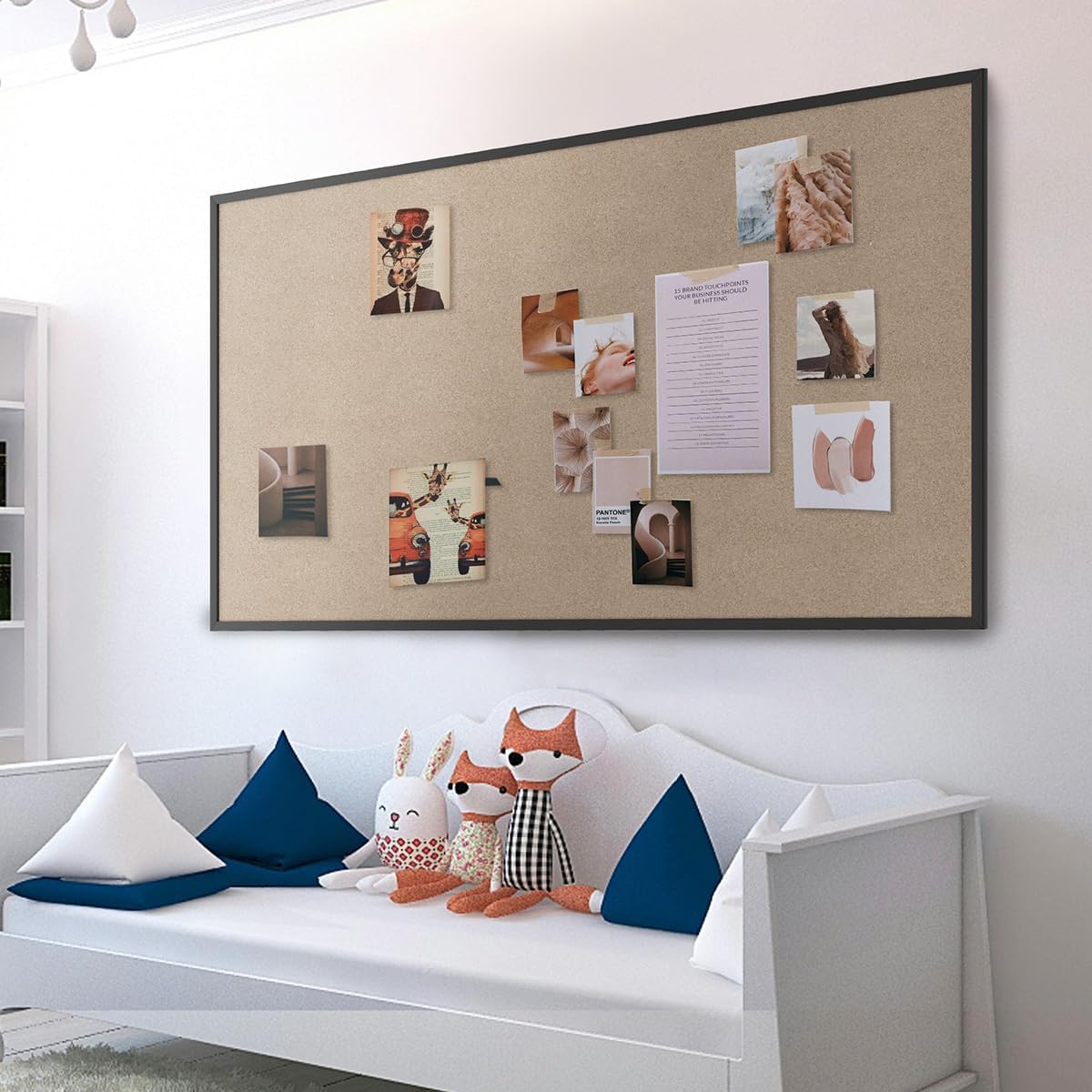 INNOVART Extra Large Cork Bulletin Board 96" X 48" with 40 Push Pins, Corkboard with Natural Wood Frame, Notice Board for Wall, Wall Mount Framed Pin Board for Home, Office, School