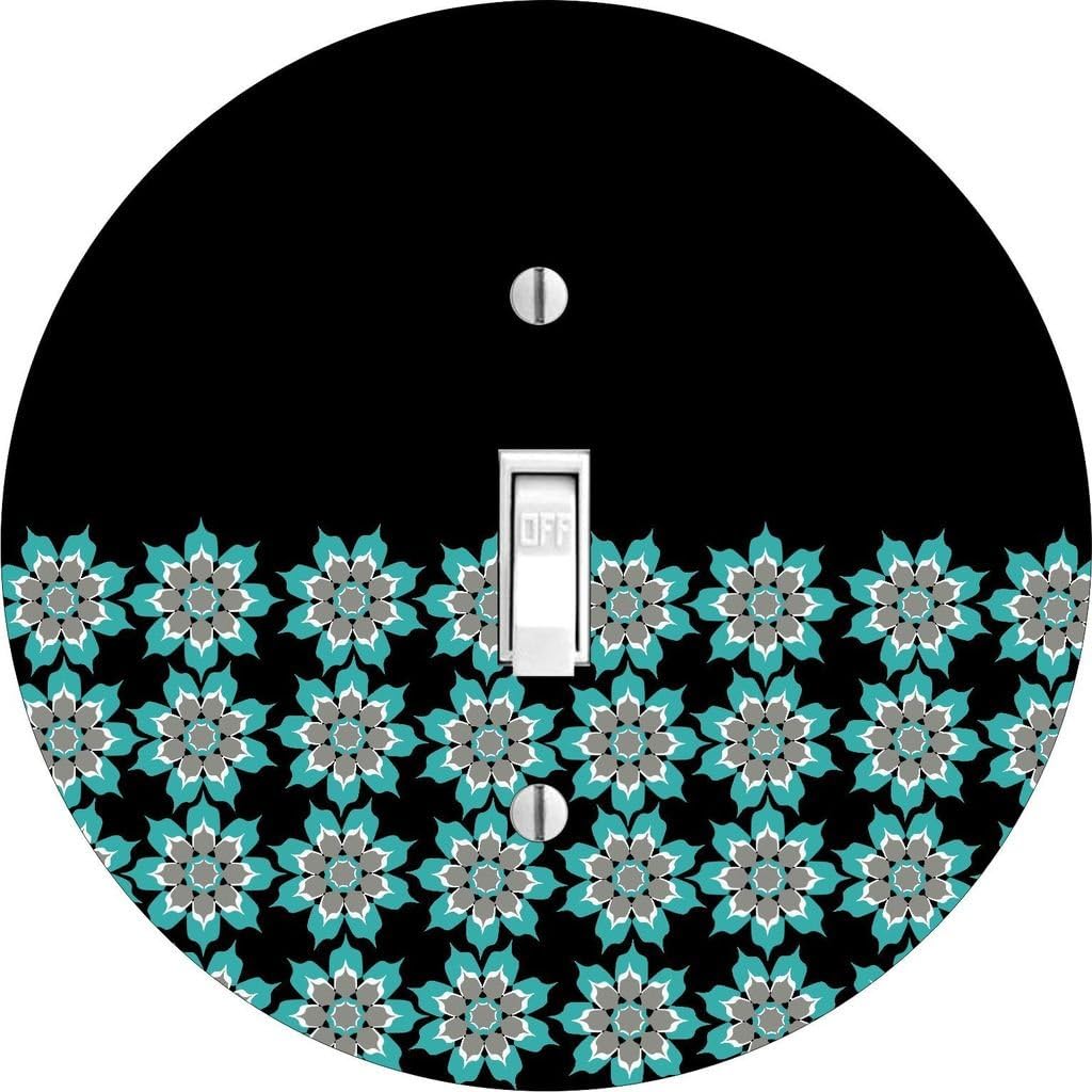 Blue Floral Outlines Hardboard Light Switch Cover for Single