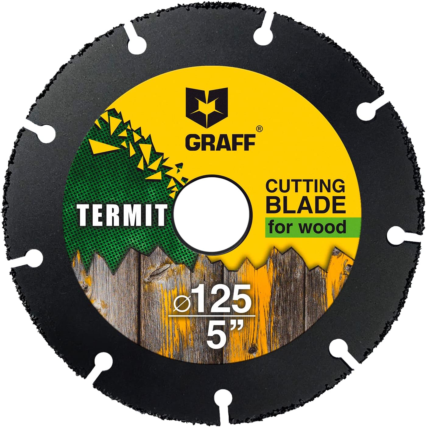 5 Inch Cut Off Wheel for Wood, Laminate, Plastic - Angle Grinder Wood Cutting Disc 5 Inch - Tungsten Carbide - GRAFF Termit 125 mm