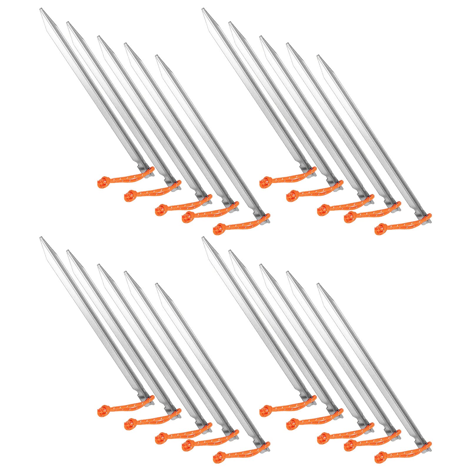 Picchetti per Tenda Resistenti da 20 Pezzi, Picchetti in Alluminio a Forma di V per Campeggio, Design Leggero e Impermeabile da 9 Pollici (Argento Bianco)