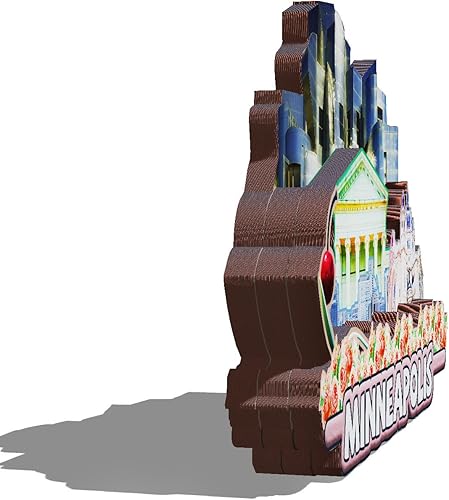 Miniatura 2 de Imán de madera de Minneapolis de Estados Unidos 3D para nevera, recuerdos coleccionables, decoración hecha a mano, artesanías 2