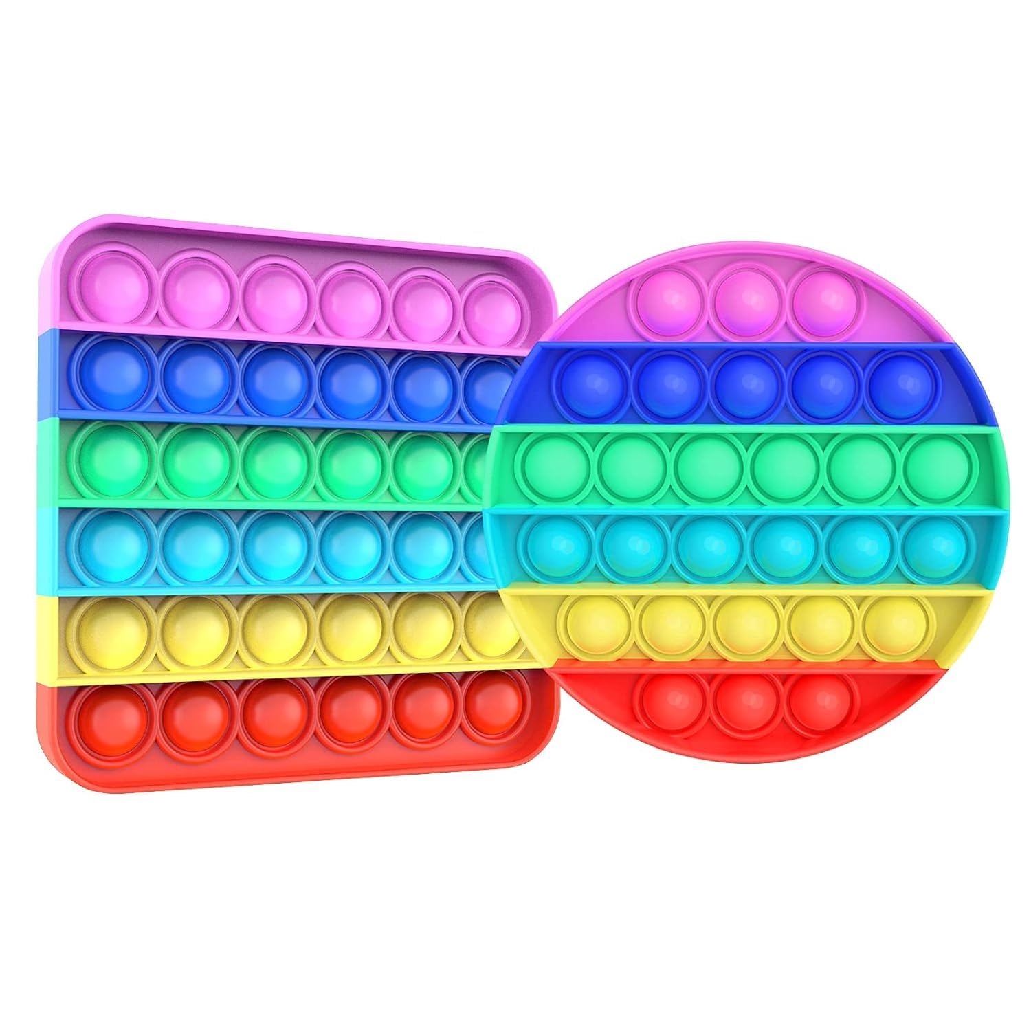 Quickous Pop it Fidget Toys Silicone Board 2 Pack | Push Pop Bubble Fidget Sensory Toy (Rainbow, Square+Round) (B0CT2BNHCZ) Amazon Price History, Amazon Price Tracker