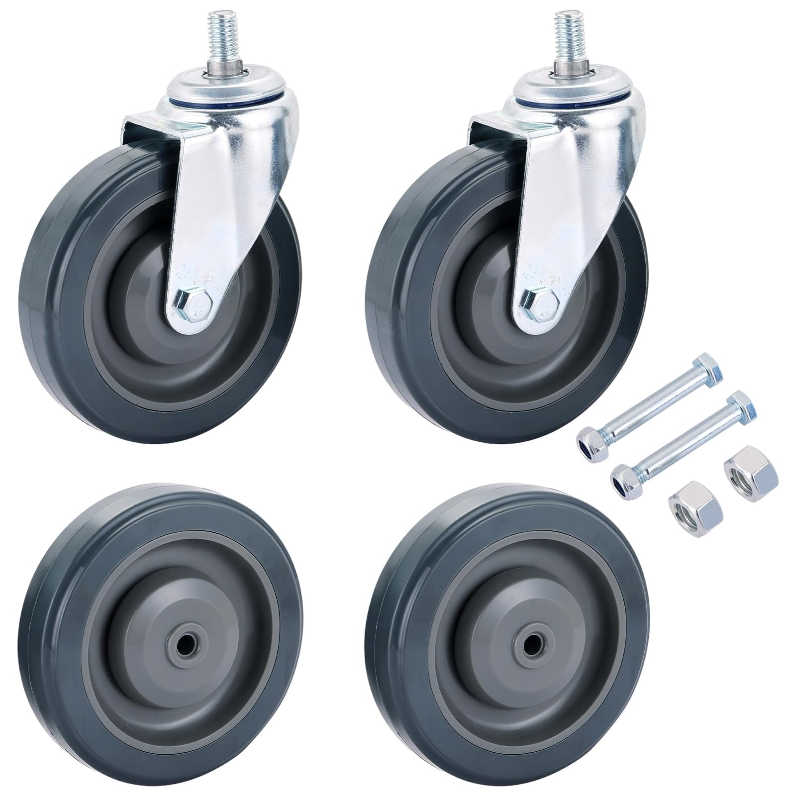 Zestaw 4 kółek zamiennych do wózków sklepowych 5"