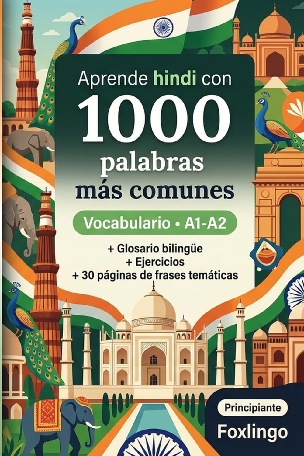 1000 Palabras Más Comunes en Hindi para Principiantes: Vocabulario con ejercicios, glosario y frases. Ideal para nivel A1-A2.