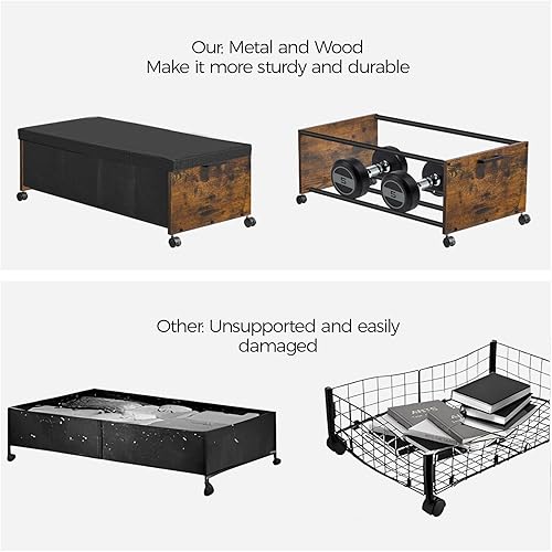 Miniatura 5 de Cajones debajo de la cama con ruedas, tamaño XXXXL, almacenamiento debajo de la cama con ruedas, almacenamiento de madera debajo de la cama,