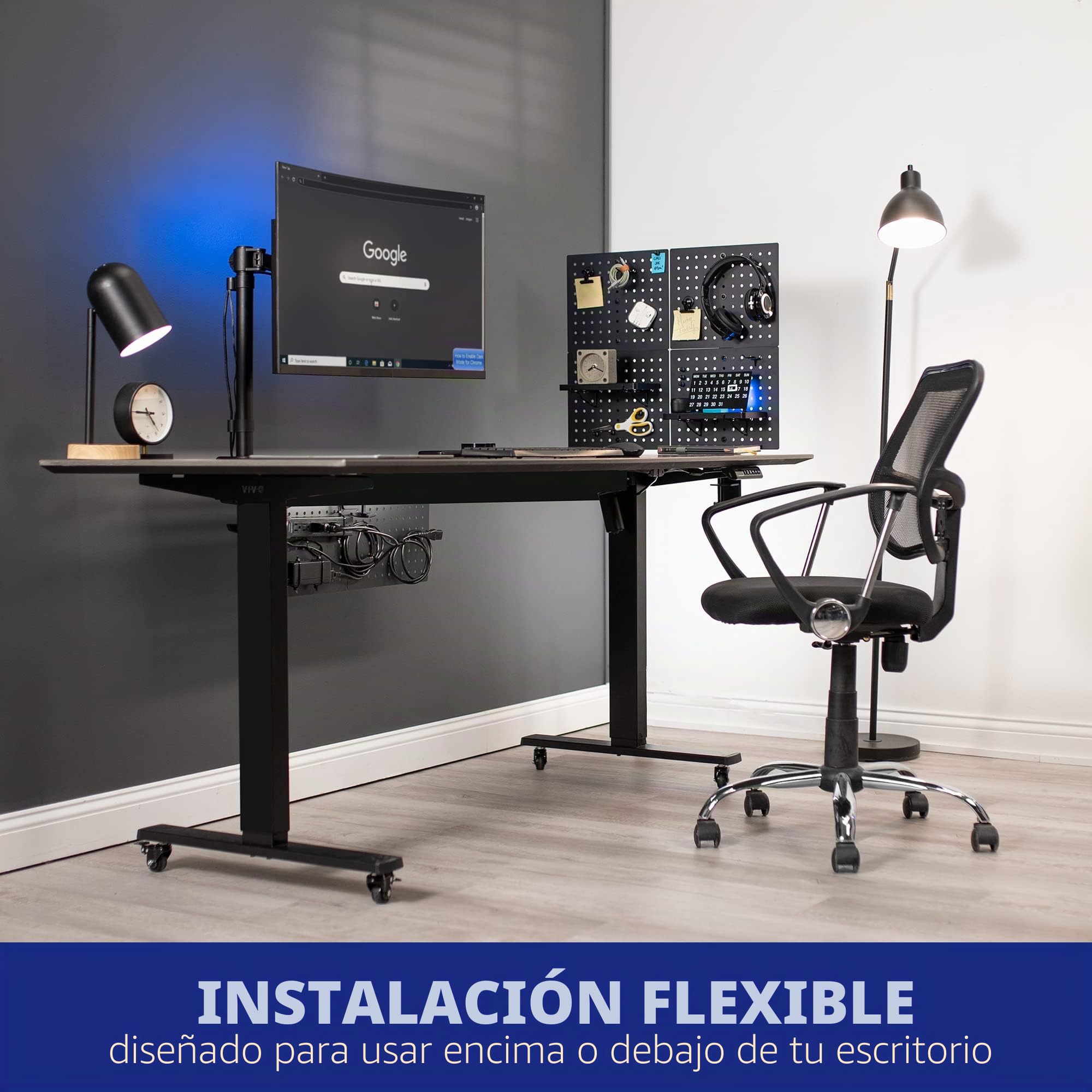 VIVO Tablero de clavijas de escritorio de acero, panel de privacidad de 24 x 20 pulgadas, tablero magnético, organizador de accesorios de oficina, encima o debajo del escritorio, negro, PP-DK24B