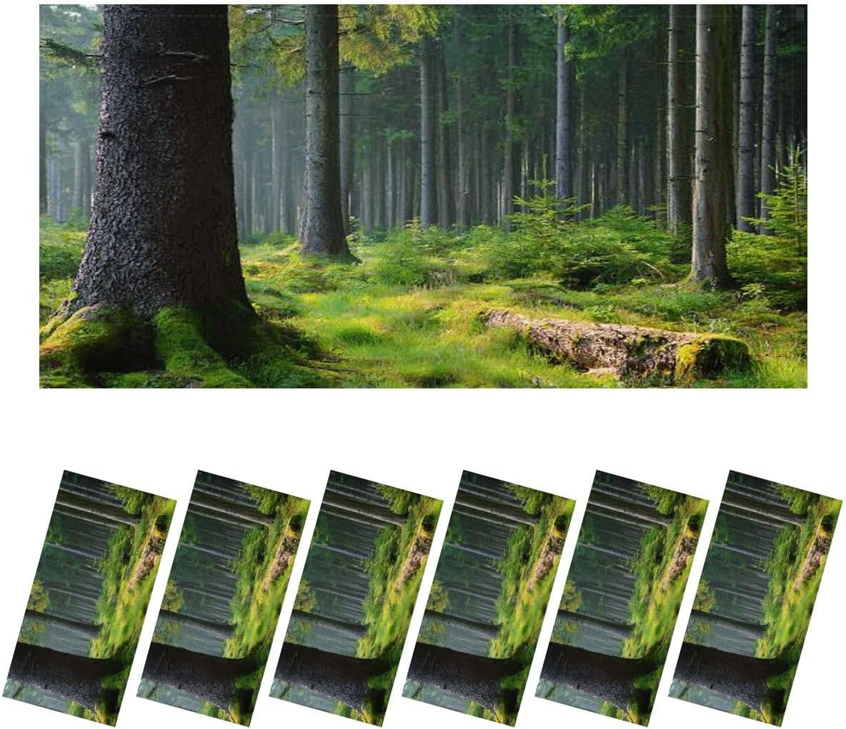 Fluorescent Light Covers for Ceiling Lights Natural Forest Spruce Tree Warm Light Rising Sun Easy to Install Magnetic Light Filter for Classroom Office Hospitals School Home Decor