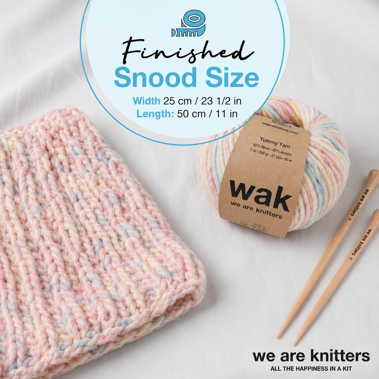 We Are Knitters Himba Snood Strickset für Anfänger, Strickset mit Wolle und Anleitung, Rundschal aus 100% Wolle, DIY Geschenkidee für den Winter