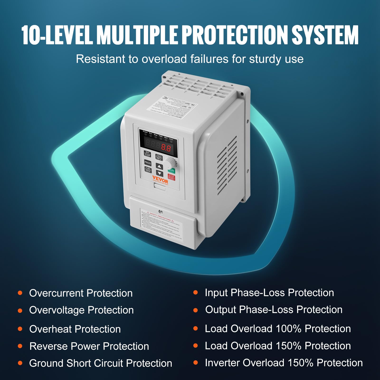VEVOR Inverter Azionamento a Frequenza Variabile 4kW 5CV 18A 0-400Hz VFD Ingresso Monofase Uscita Trifase