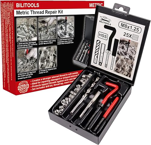 BILITOOLS Kit de reparación de roscas M8x125 kit de reparación de helicoidales de taladro HSS métrico