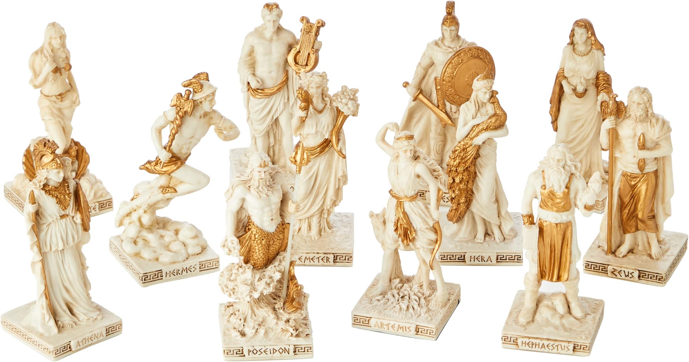 Veronese Collection, Hand Painted Greek Mutological Figures Set, 33X12,6X36 Cm Hard Polyresin (Marble Powder Mix) Trinket Figure, Lead