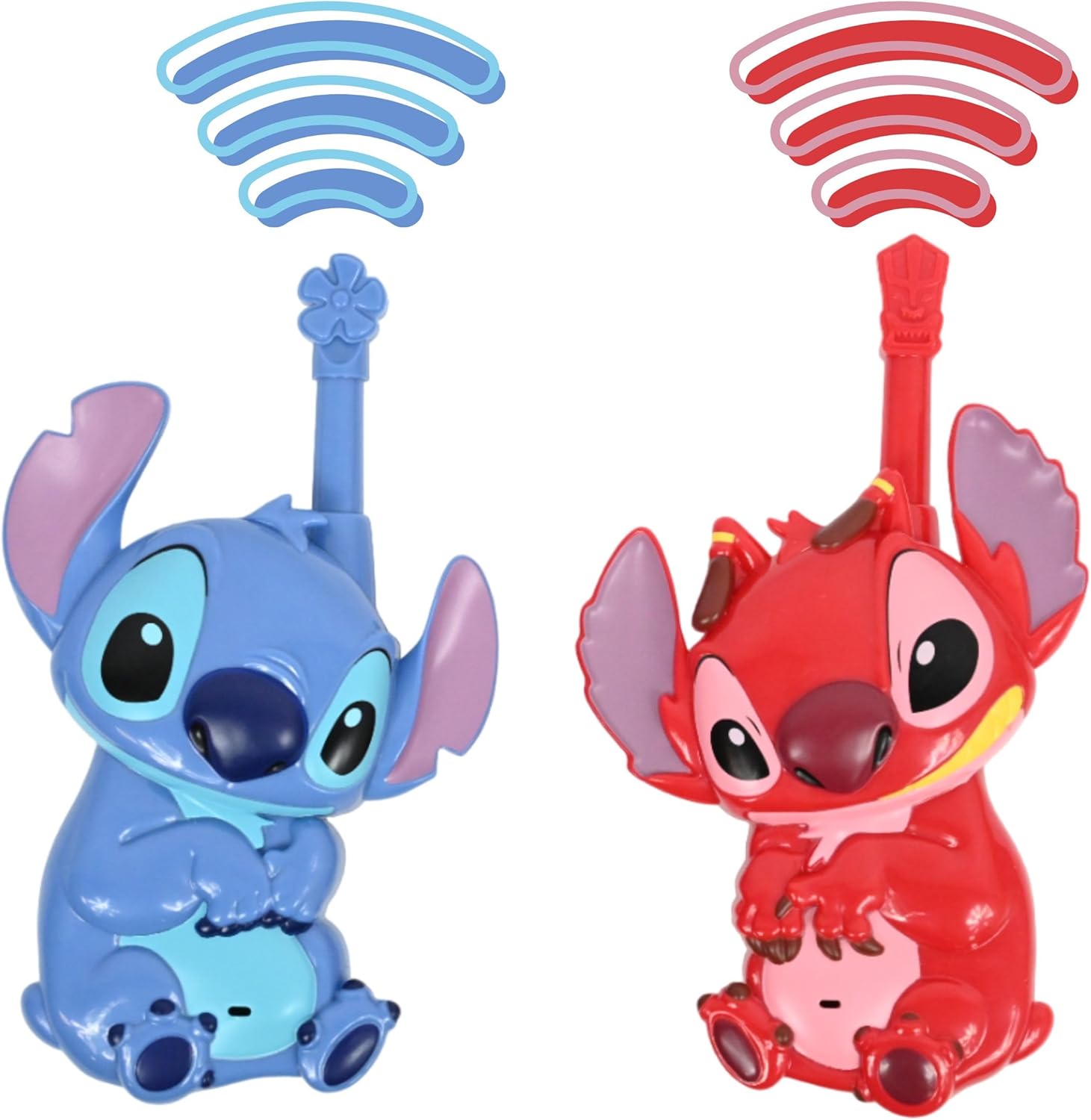 Lexibook, Disney Stitch, Walkies 3D Stitch and Leroy, 500M Range, 2 Channels Communication, Belt Clip, Blue, Red, TW18D