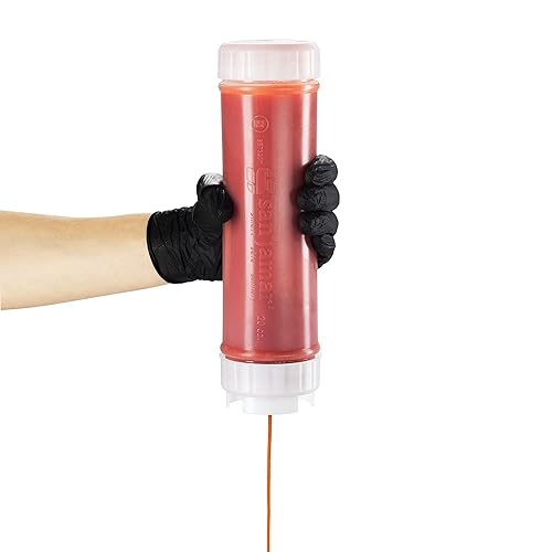 Miniatura 4 de San Jamar EZ-KLEEN - Botella de salsa exprimible, dispensación mediana para salsas suaves, sin bisfenol A, capacidad de 20 onzas, válvula amarilla