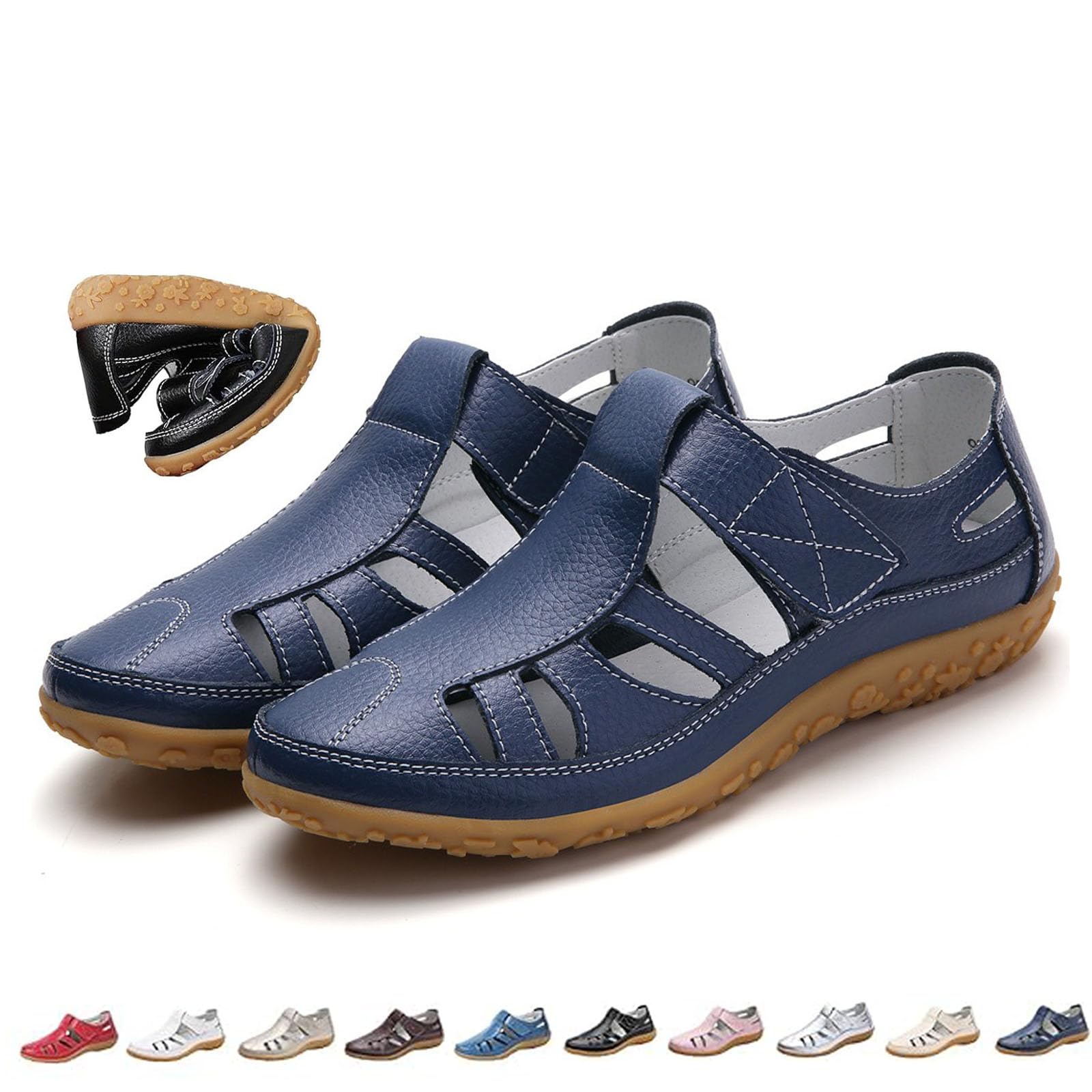 Sandali ortopedici da donna retrò con supporto dell'arco plantare, sandali da donna con punta chiusa, sandali leggeri antiscivolo piatti da spiaggia