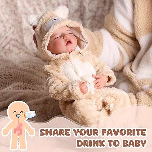 Miniatura 5 de BABESIDE Muñeca Reborn Baby Drink and Wet  Bebé recién nacido realista de 17 pulgadas, puede beber agua y orinar, cuerpo completo de silicona de