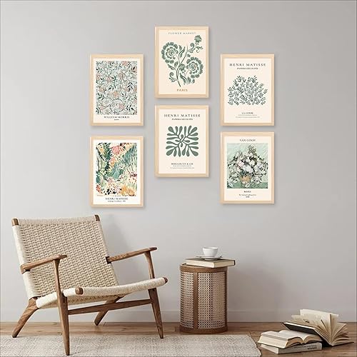 Miniatura 5 de Impresiones artísticas de pared de Matisse verde salvia, póster abstracto de arte de pared de Matisse, arte minimalista de mujer con línea de