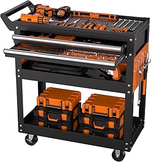 5 Tier Heavy Duty Rolling Tool Cart On Wheels, 400 Lbs Capacity, Metal U...