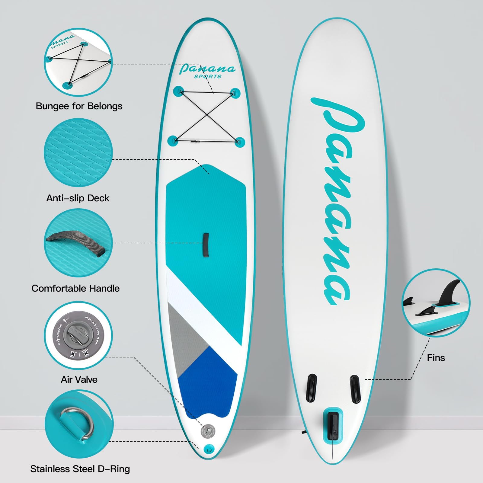 Panana Inflatable Stand Up Paddle Board, 10'x31 x6 SUP with Premium Paddle Board Accessories Kit, Anti-Slip EVA Deck for Adults Youth of All Skill Levels