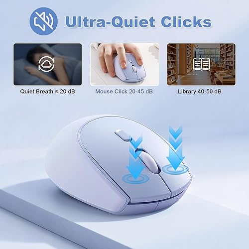 Miniatura 6 de YUNZII C2 - Mouse inalámbrico para juegos, 2.4 GHz, lindo mouse inalámbrico de silicona sin ruido, clics silenciosos, 3 DPI ajustables, seguimiento