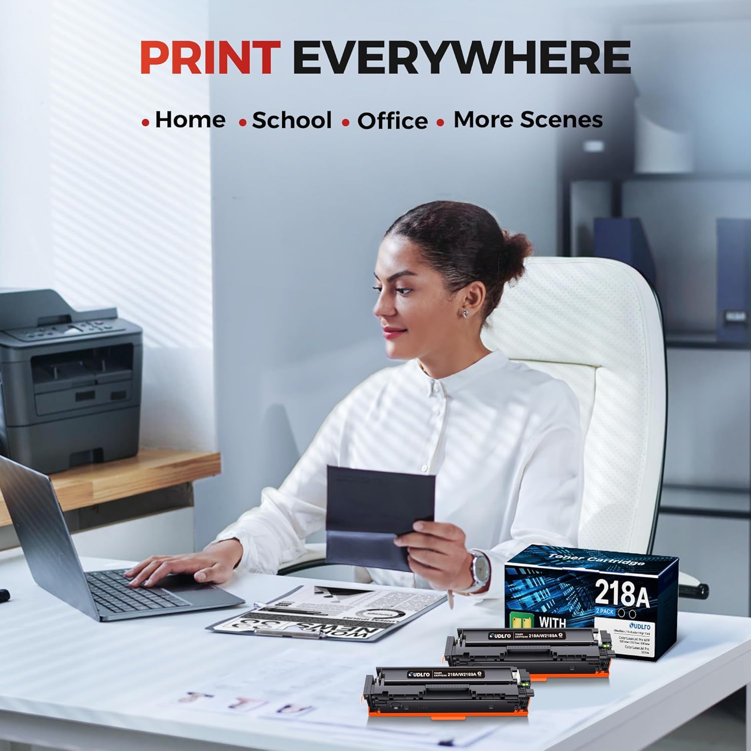 218A W2180A Black Toner Cartridges 2 Pack Replacement for HP 218A 218X Compatible for HP Color Laserjet Pro 3201dw Pro MFP 3301fdw 3301cdw 3301sdw 3301 Printer Ink | 218 W2180A W2180X Black Toner