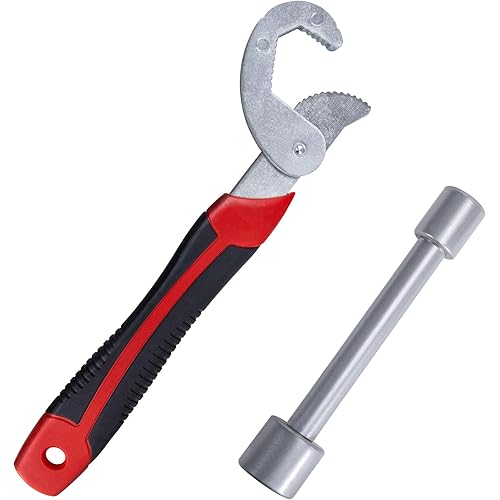 2 Pcs Angle Stop Wrench - Adjustable Steel Angle On Wrench - Plumbing Wrench Removal Tool Kit with Sleeve for Installing & Removing Compression Angle Stop Valves