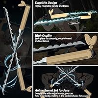 Vista 4 de HIGH GODO Set de construcción de espadas de anime, 40 pulgadas, Hashibira Inosuke, set de espada doble con soporte, bloques de construcción