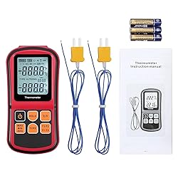 Kamtop Digital Thermometer Dual Channel Thermometer with Two K- type Thermocouples Digital Thermometer Dual Channel Thermometer