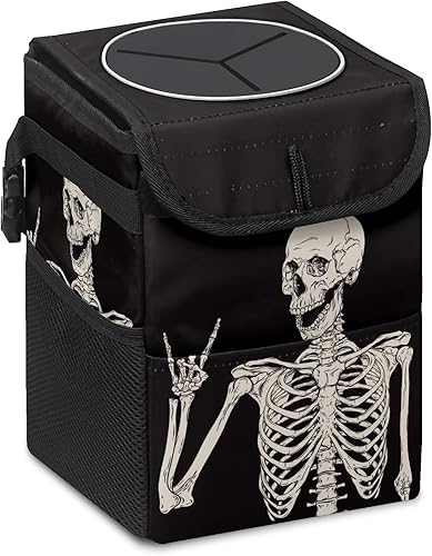 Basball - Bote de basura para automóvil con tapa, plegable, reutilizable, impermeable, con bolsillos de almacenamiento, accesorios para el