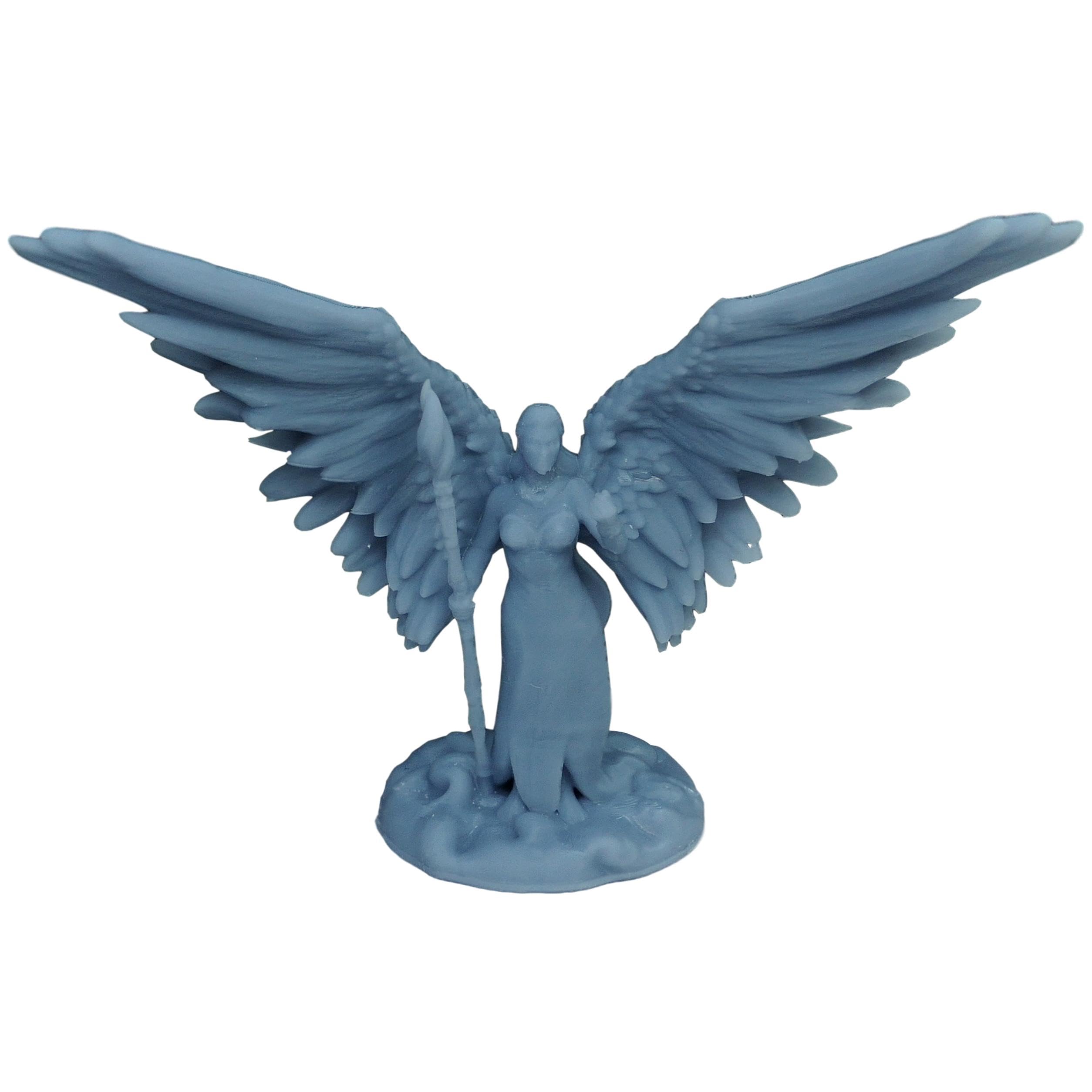 28mm/32mm Scale Female Angel Right Handed Paintable Fantasy Miniature 3D Printed in Grey Resin (Base, 28mm Scale)