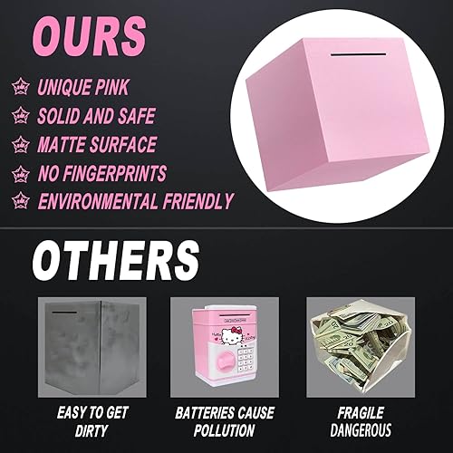 Miniatura 6 de Alcancía irrompible para adultos, hucha irrompible hecha de acero inoxidable para adultos, alcancía para dinero en efectivo (4.72 pulgadas, rosa)