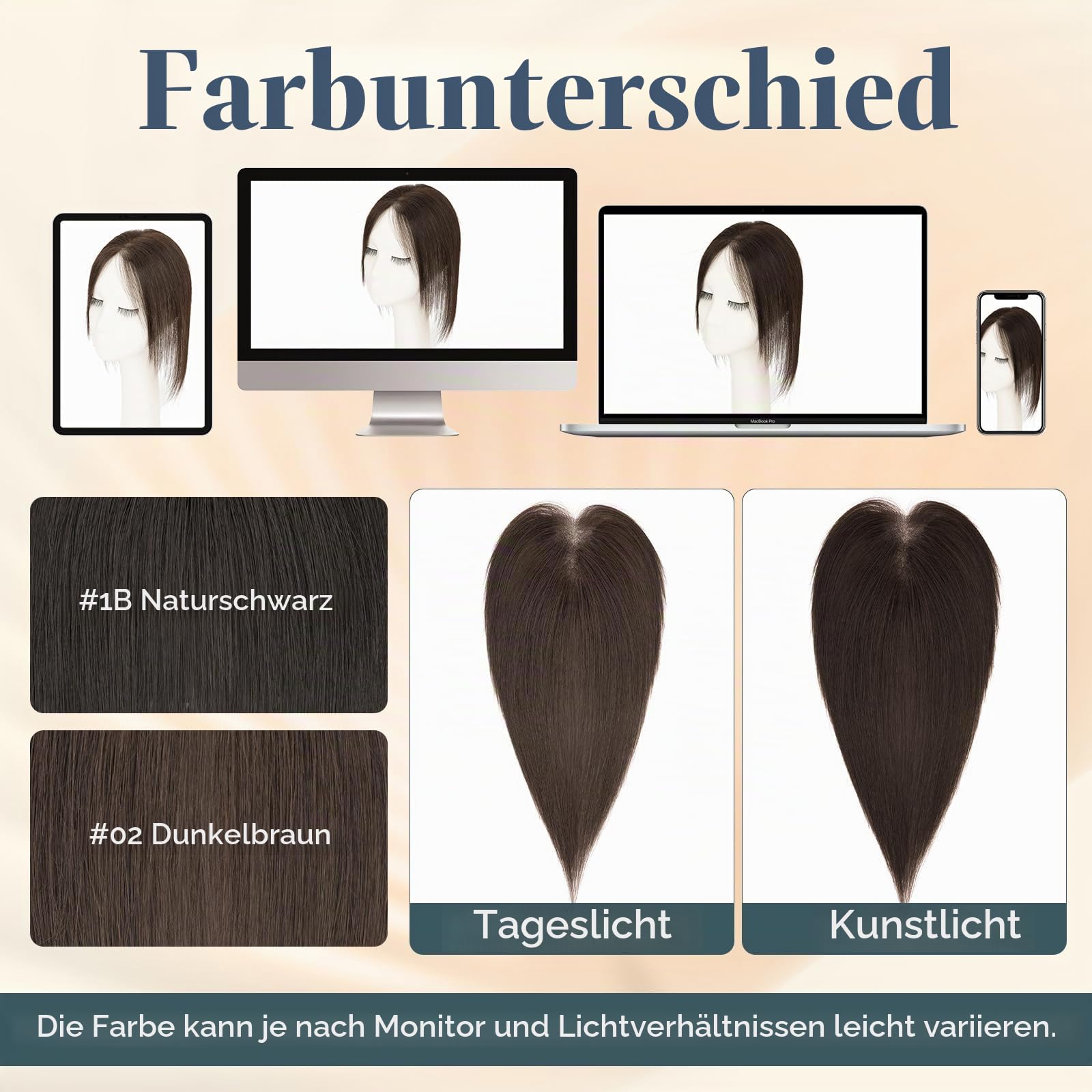 MY-LADY Echthaar Topper Damen mit Luftiger Pony, 100% Handgehäkelt Clip in Pony Haarteile Echthaar Leicht und atmungsaktiv Dunkel Braun (19g)