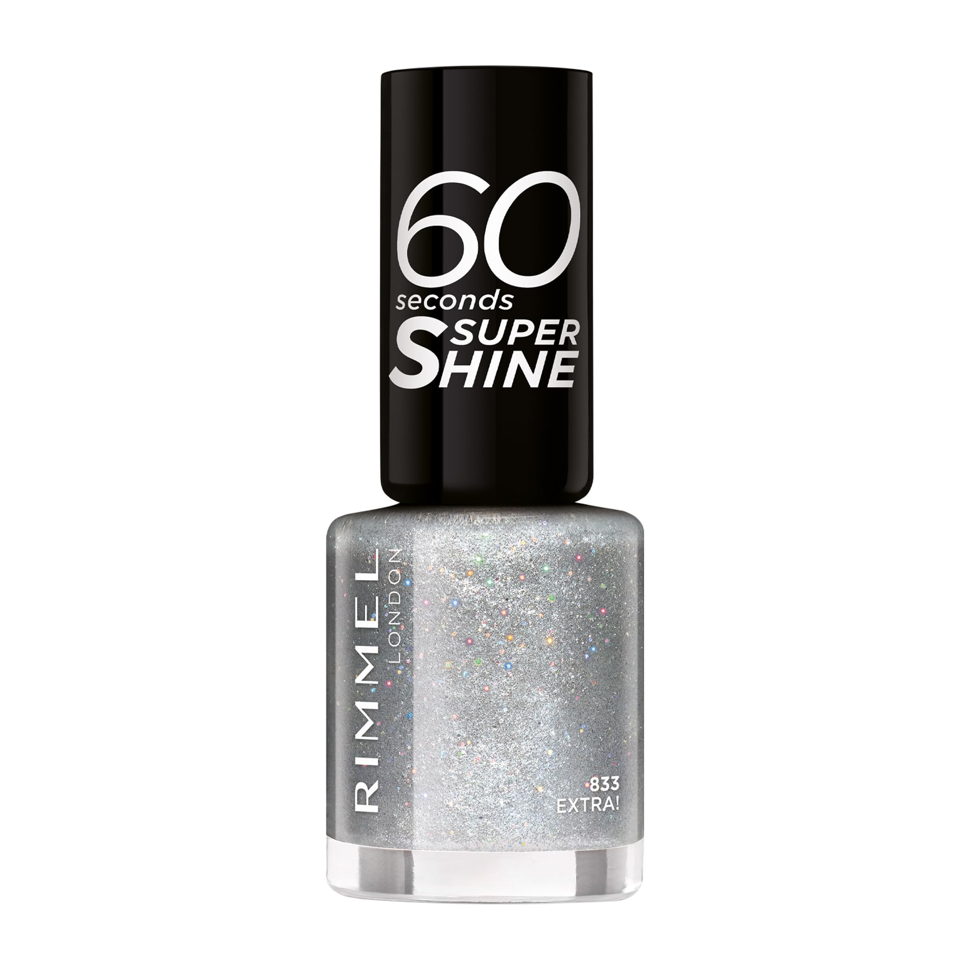 Rimmel 60 Seconds Glitter Nail Polish, 833 Extra, 8 ml 8 (Pack of 1), Extra