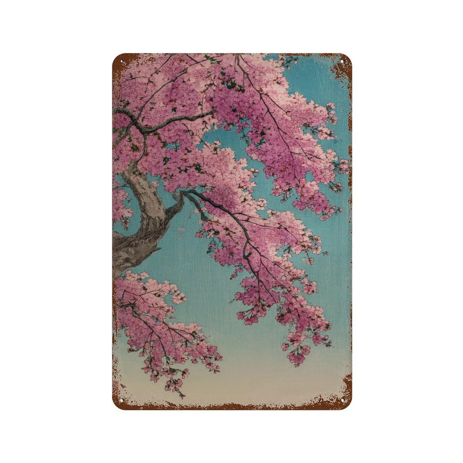 xiaoxiaoshen Cherry Blossom. Traditional Japanese Ukiyo Wall Decor Art Metal Tin Poster Modern Home Decor Art Home Bar Shop Decorations Vintage Sign 30x20cm