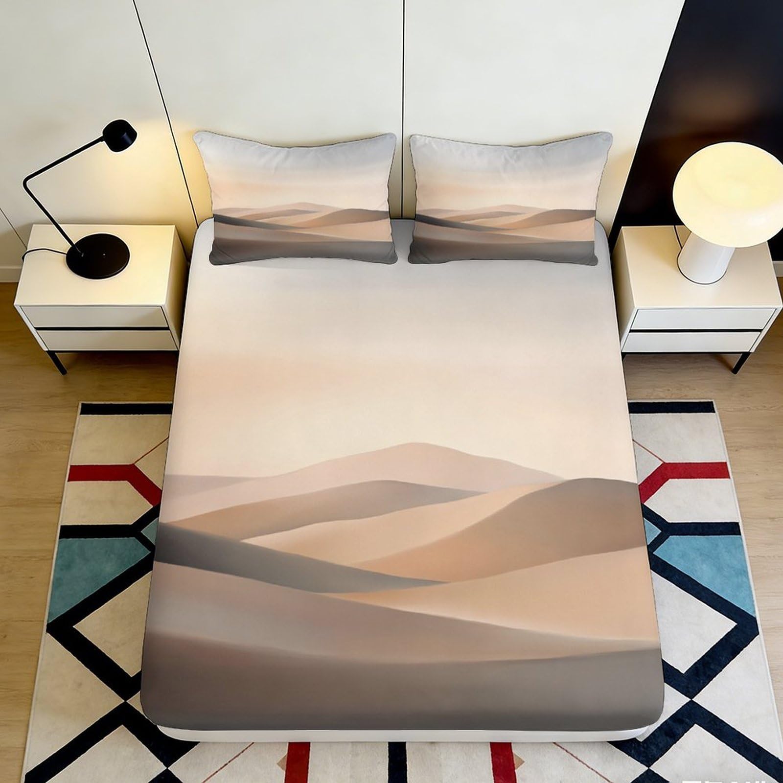 3D Printed Mountain Scenery Fitted Sheet Microfiber Deep Pocket Full Wrap Bedroom Bedding Mountain Mattress Fitted Cover Non-Slip Washable 120x200x25cm