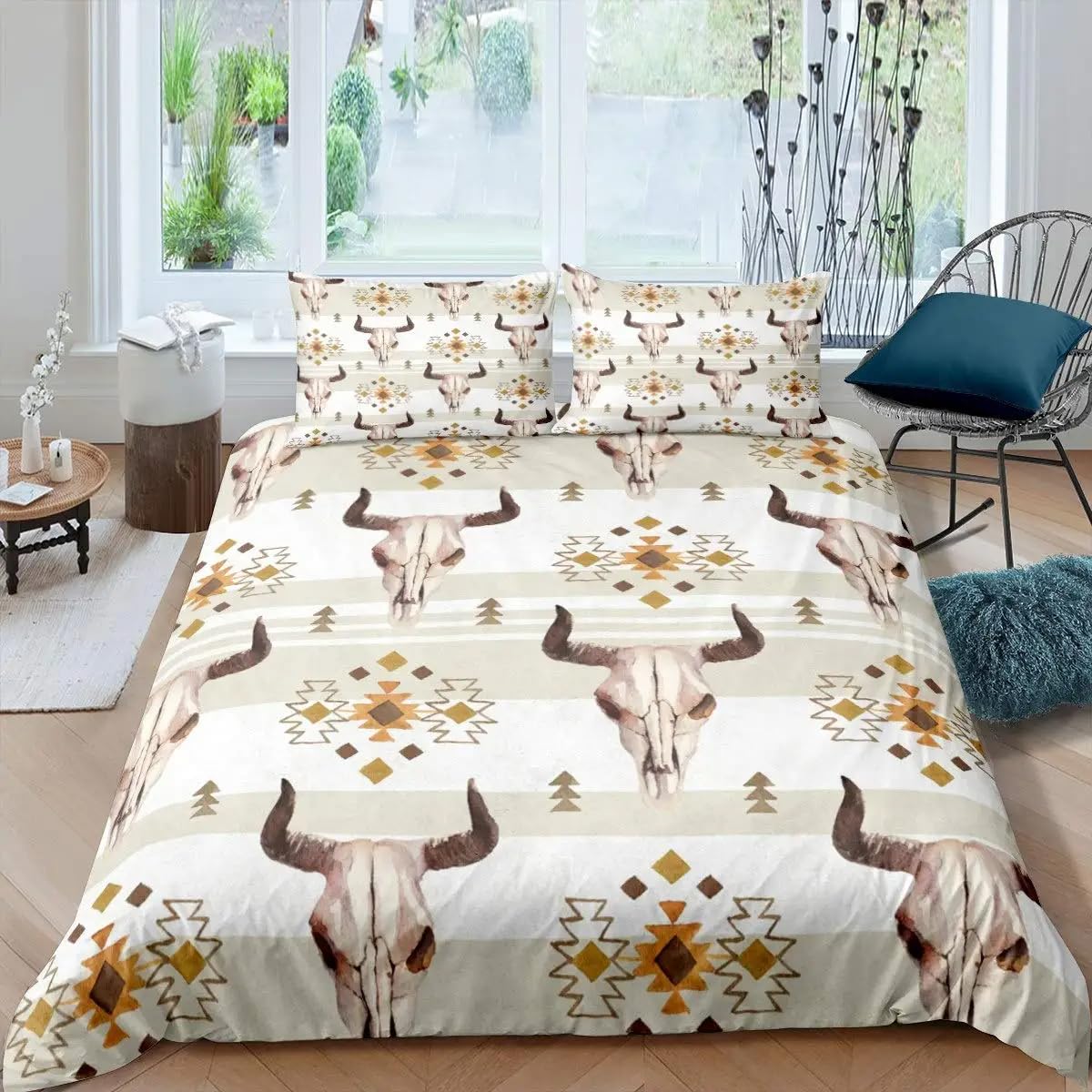 QBIDCSX Duvet Cover Double Cow skull Bedding Sets Single Koala Duvet Cover 200x200cm with Zipper Closure, Hypoallergenic Quilt Cover with 2 Pillowcase for Boys Kids Girls