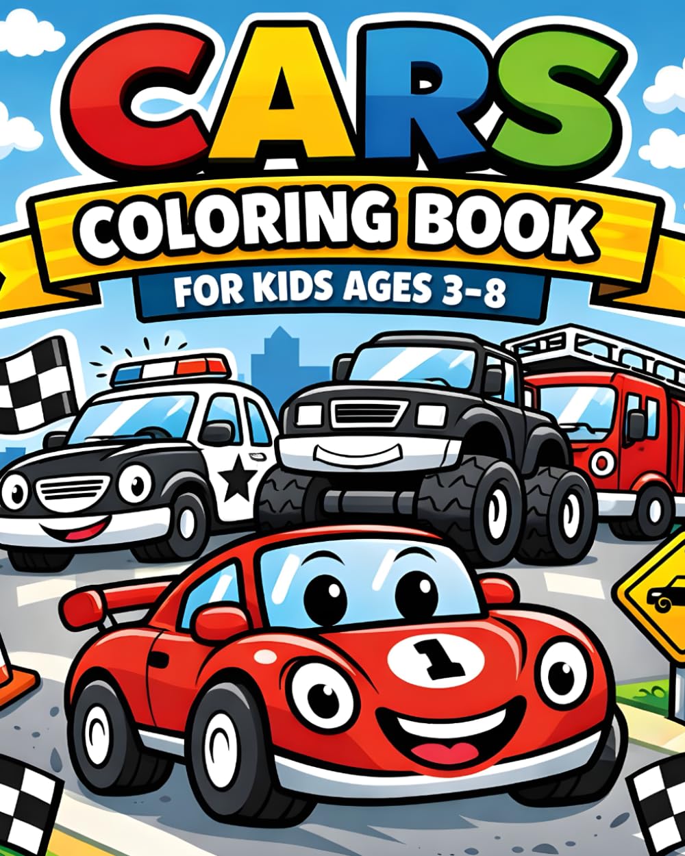 Cars Coloring Book for Kids Ages 3–8: Big and Easy Cars, Trucks, and Vehicle Coloring Pages to Spark Creativity and Early Learning