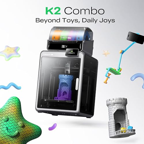 Creality K2 Combo (A) Imprimante 3D, Multicolore avec CFS, Haute Vitesse Jusqu'à 600 mm/s, Caméra IA pour la Détection des Erreurs d'impression, Nivellement Automatique Intelligent, 260 x 260 x 260 mm - 2