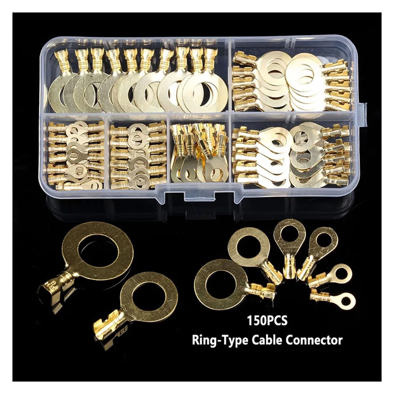 150 Stück M3/M4/M5/M6/M8/M10 Ringkabelschuh-Ösen-Kupfer-Crimp-Anschlusskabelschuh-Drahtverbinder, Nicht isoliertes Sortimentsset