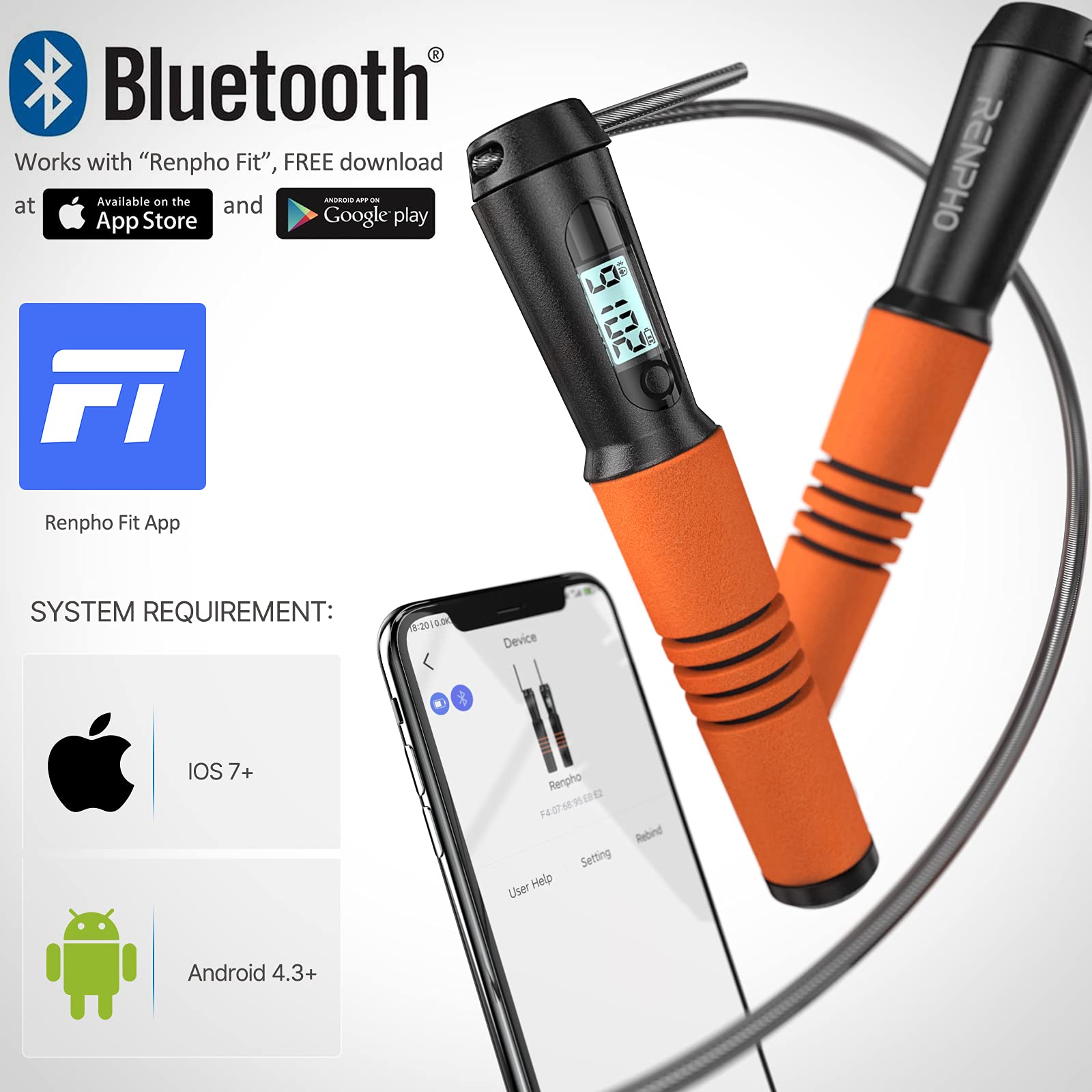 RENPHO Smart Jump Rope, Fitness Skipping Rope with APP...B092LPMW59