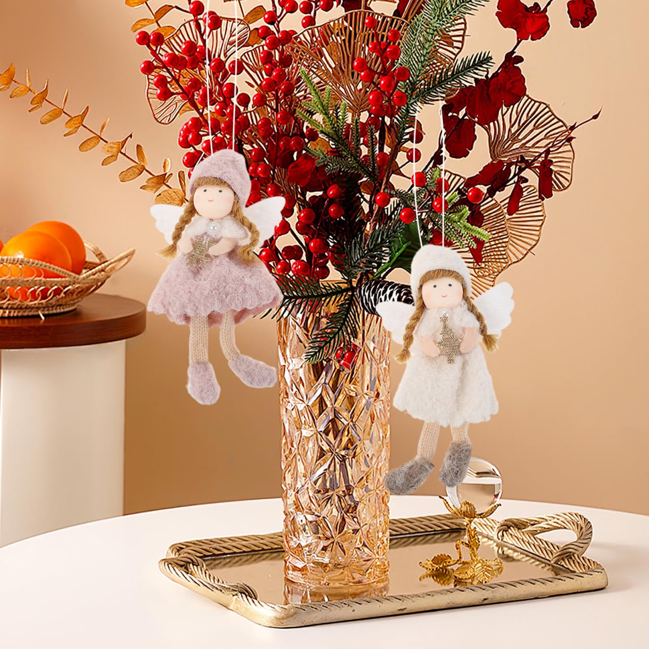 IMIKEYA 2 Stück Plüsch Engel Weihnachtsbaumschmuck Anhänger Weihnachtsbaum Ornamente niedliche Plüsch Engel Weihnachten Christbaumschmuck Weihnachtsbaumanhänger für Festliche Deko