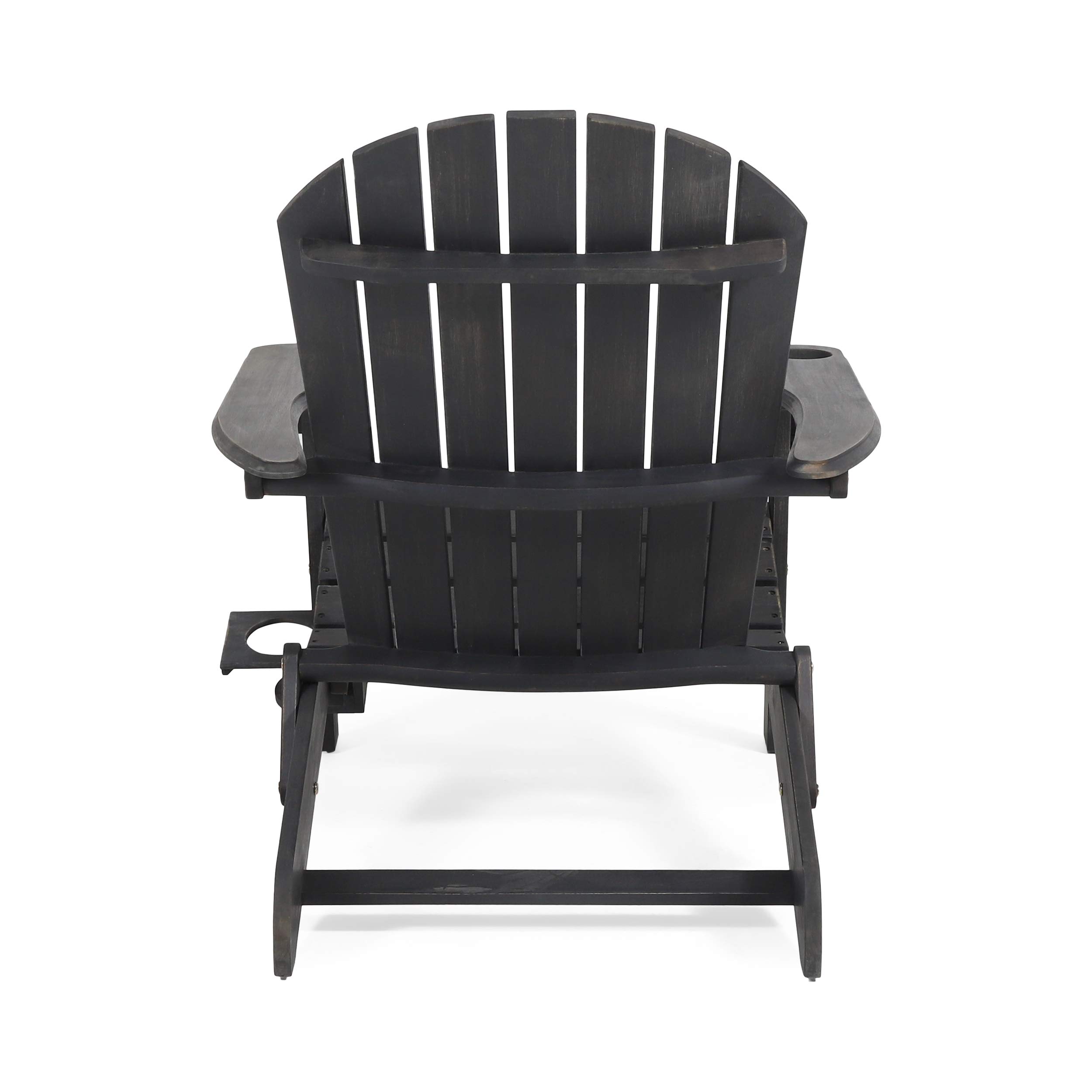 Duncan Outdoor Acacia Wood Folding Adirondack Chair, Dark Gray