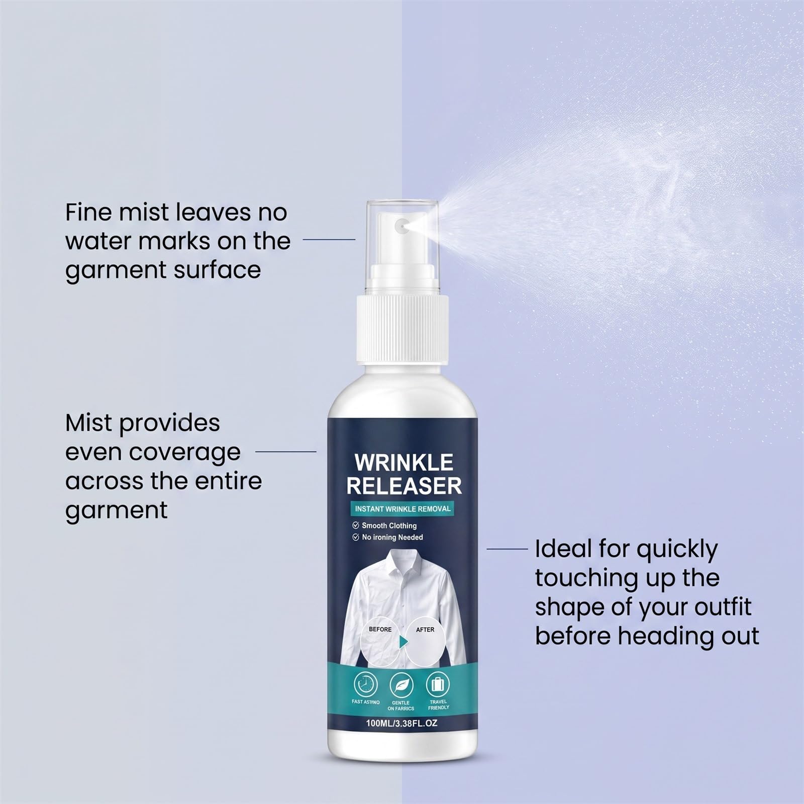 Spray istantaneo per il rilascio delle rughe, spray per vestiti (5 pezzi)
