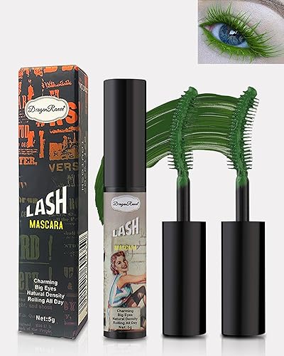 Máscara de pestañas de color verde con volumen y longitud, 2 unidades, impermeable, voluminosa, alargamiento, extensiones de pestañas de colores,