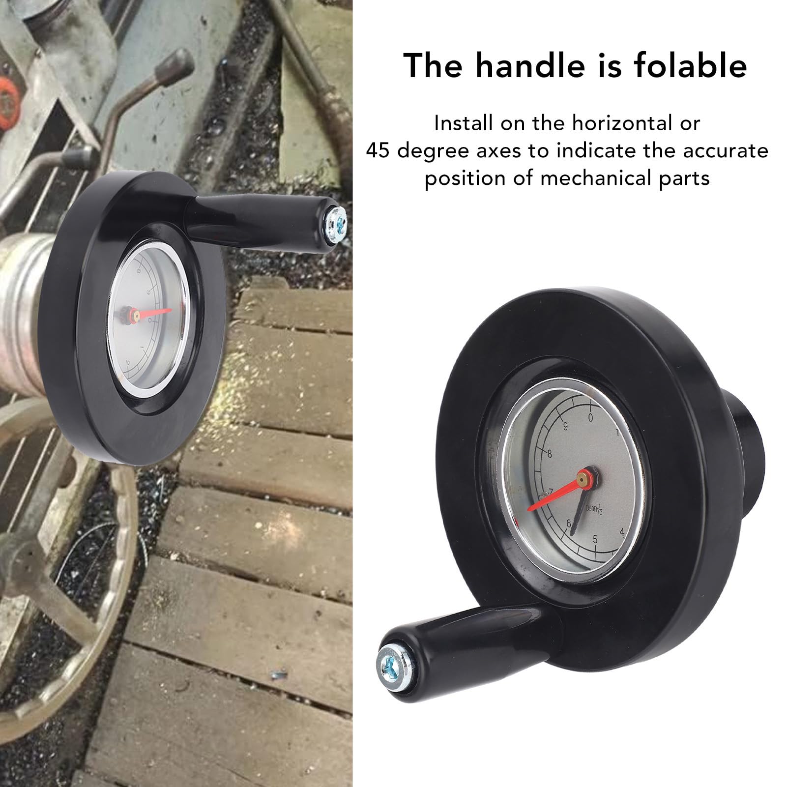 Dial Handwheel,Digital Handwheel 12x100MM 0 to 9 Position Indicator Hand Wheel with Handle for Glass Food Die Casting Machinery