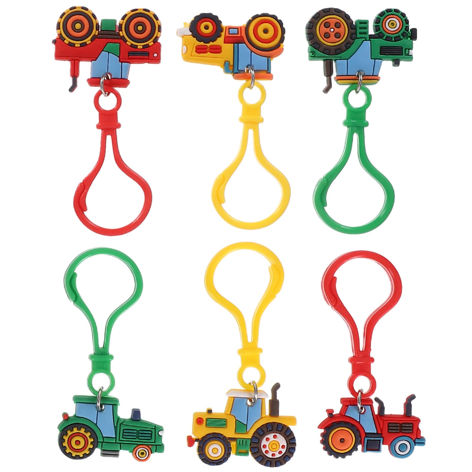 minkissy 6Pcs Cute Tractor Keychains Fun Key Decoration Charms for Adorable Cartoon Key Ring Pendants for Boys for Backpacks and