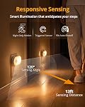 Lyridz Capteur de mouvement Lumière de nuit, Supérieure 1-120LM Lampe de nuit rechargeable Smart Warm White LED Lumière avec Luminosité ajustable Stepless pour Chambre, Cuisine, Escaliers, Hallway, paquet de 6