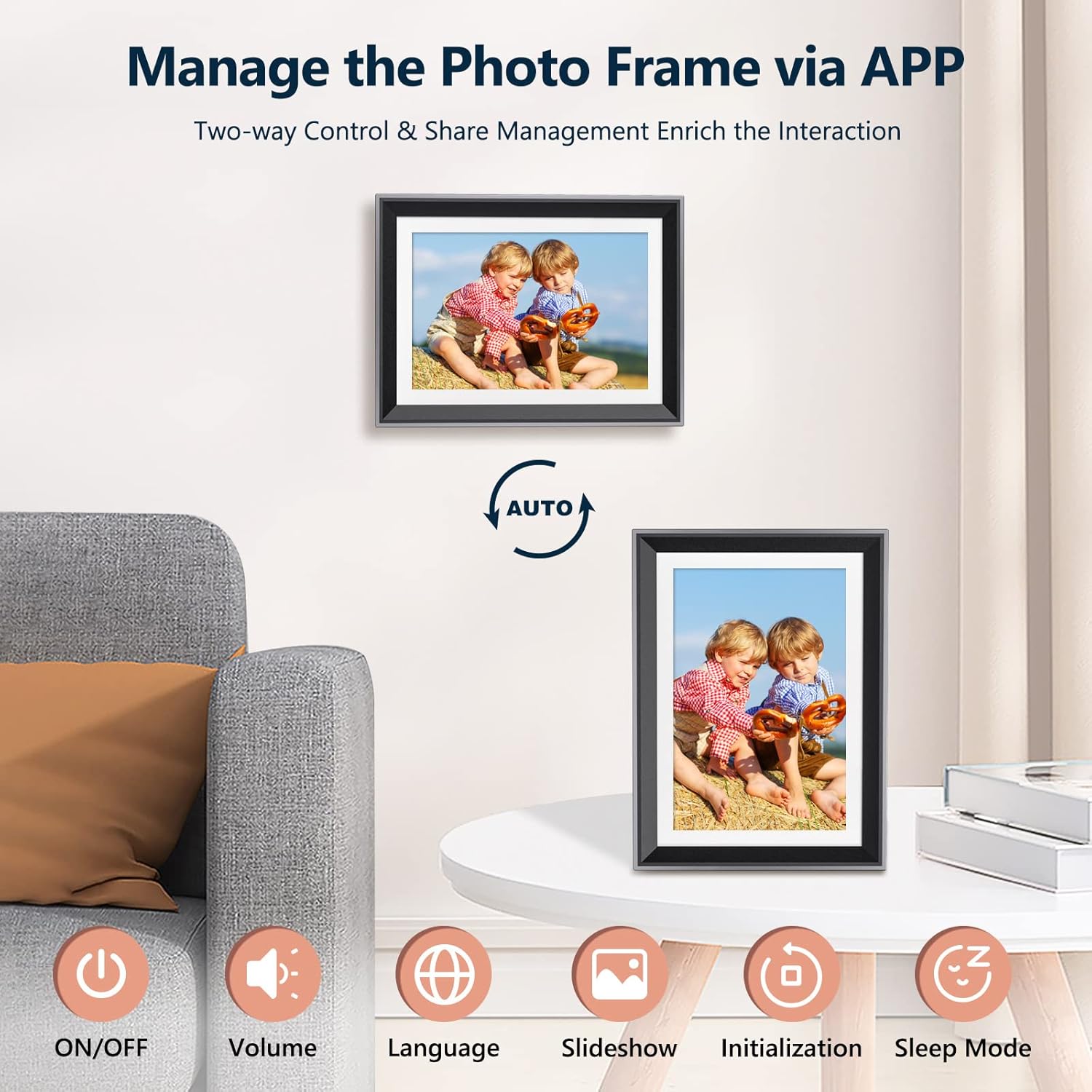 2023 Newest 10.1 Inch WiFi Digital Picture Frame 32GB Smart Photo Frame with Instant APP & Email Photo Transfer, Auto Rotation, Unlimited Cloud Data, Phone One-Button Control and Easy Set Up : Electronics